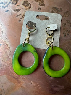 Green Tagua Earrings